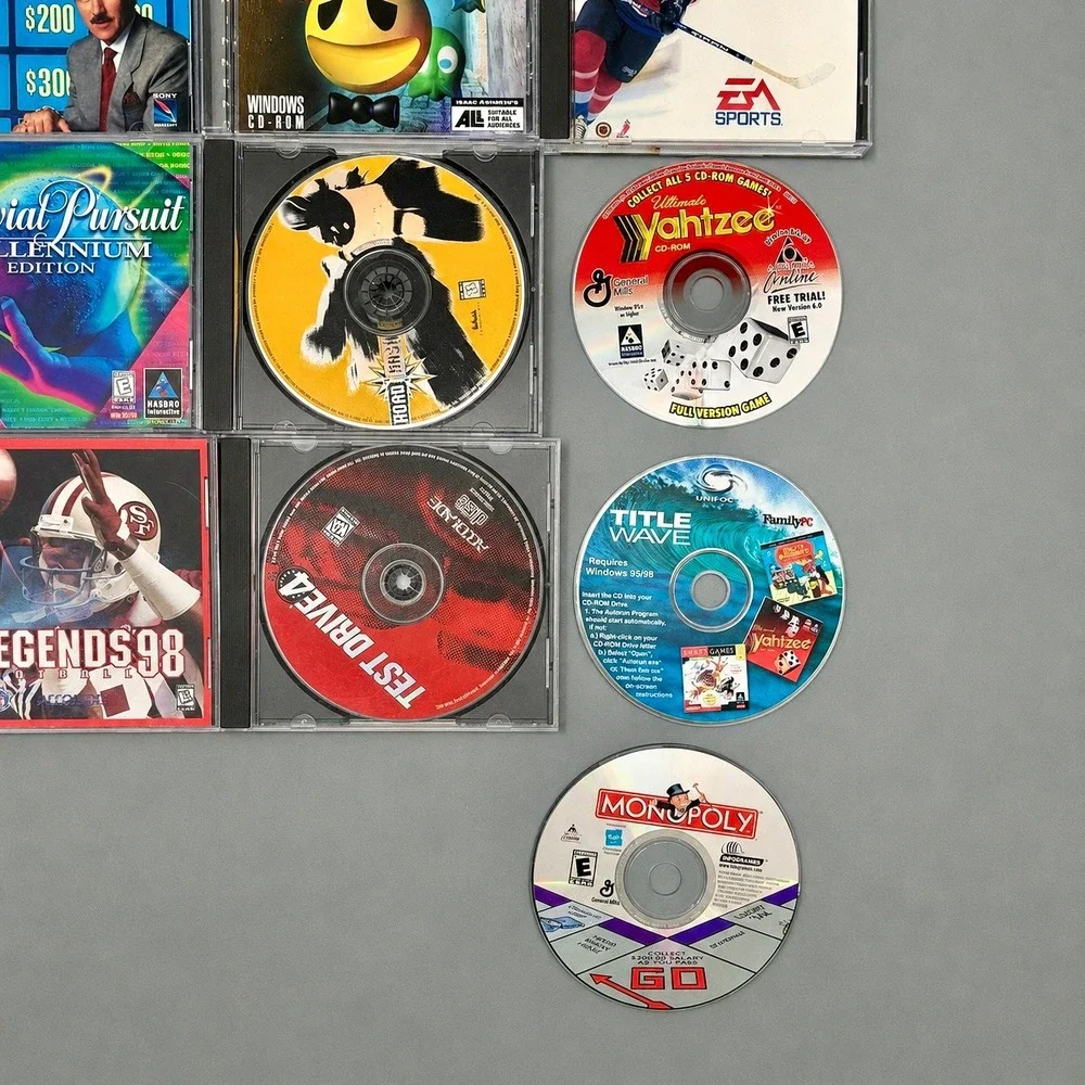 Vintage PC CD-ROM Game Lot Pac-Pack NHL 98 Test Drive Jeopardy Untested